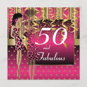 50th Birthday Bash Girl Party Pink & Gold Invitation