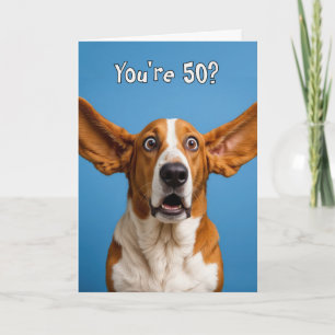 50th Birthday Basset Hound Dog Humor Card