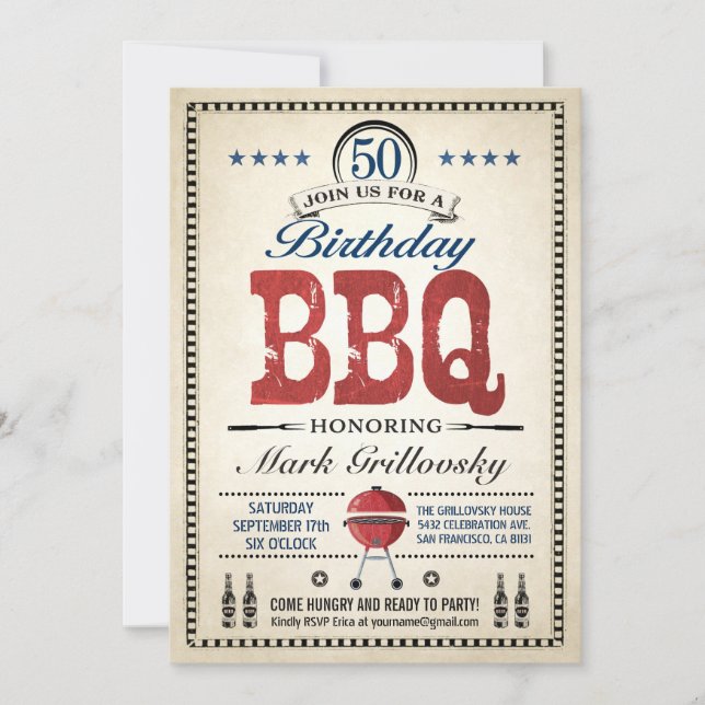 50th Birthday BBQ Invitations (Front)