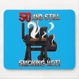 50th Birthday Bbq Quote _smoking Hot_ Grill Party Mouse Mat