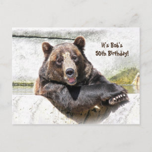 50th Birthday Bear Party invite Postcard
