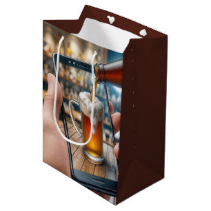 50th Birthday Beer On Smartphone Medium Gift Bag