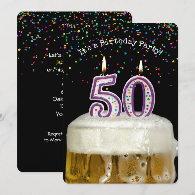 50th Birthday Beer Party Invitation (Front/Back)