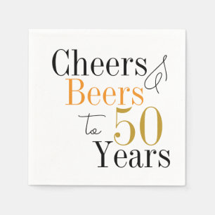 50th Birthday Beers and Cheers Minimal Party Napkin