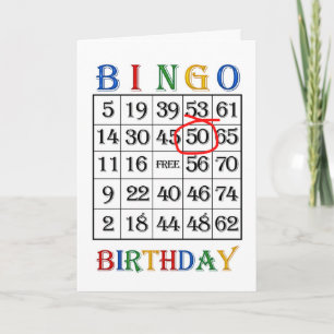 50th Birthday Bingo card