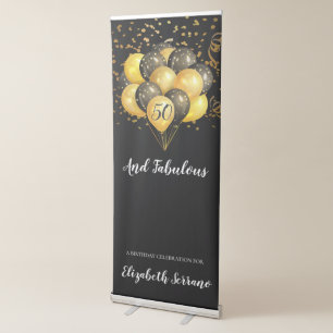 50th Birthday Black And Gold Balloons Banner