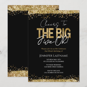 50th Birthday Black and Gold Invitation