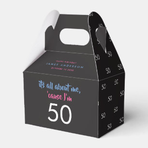 50th Birthday black and gold simple elegant modern Favour Box