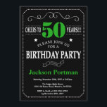 50th Birthday Black and Green Chalkboard Invitation<br><div class="desc">50th Birthday Invitation Black and Green Typography. Chalkboard. Black and White Background. Adult Birthday. Male Men or Women Birthday. Kids Boy or Girl Lady Teen Teenage Bday Invite. 13th 15th 16th 18th 20th 21st 30th 40th 50th 60th 70th 80th 90th 100th. Any Age. For further customisation, please click the "Customise...</div>