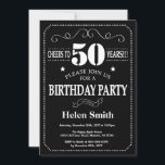 50th Birthday Black and White Chalkboard Invitation<br><div class="desc">50th Birthday Invitation Black and White Typography. Chalkboard. Black and White Background. Adult Birthday. Male Men or Women Birthday. Kids Boy or Girl Lady Teen Teenage Bday Invite. 13th 15th 16th 18th 20th 21st 30th 40th 50th 60th 70th 80th 90th 100th. Any Age. For further customisation, please click the "Customise...</div>