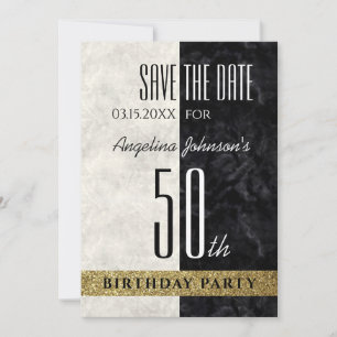 50th Birthday Black and White Save The Date