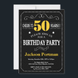 50th Birthday Black and Yellow Chalkboard Invitation<br><div class="desc">50th Birthday Invitation Black and Yellow Typography. Chalkboard. Black and White Background. Adult Birthday. Male Men or Women Birthday. Kids Boy or Girl Lady Teen Teenage Bday Invite. 13th 15th 16th 18th 20th 21st 30th 40th 50th 60th 70th 80th 90th 100th. Any Age. For further customisation, please click the "Customise...</div>
