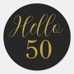 50th Birthday Black Gold Birthday Classic Round Sticker