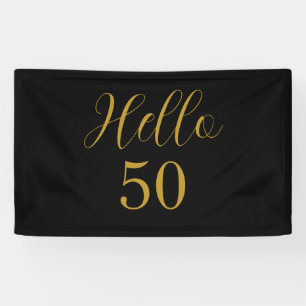 50th Birthday Black Gold Birthday Party Banner