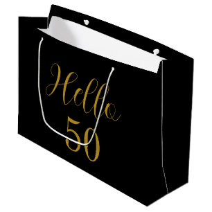 50th Birthday Black Gold Birthday Party Favour Large Gift Bag