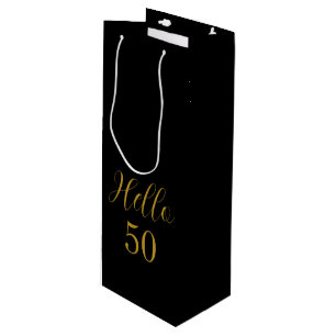 50th Birthday Black Gold Birthday Party Favour Wine Gift Bag