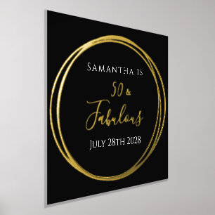 50th Birthday Black Gold Birthday Party Foil Prints