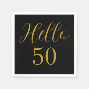 50th Birthday Black Gold Birthday Party Napkin