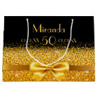 50th birthday black gold bow sparkle