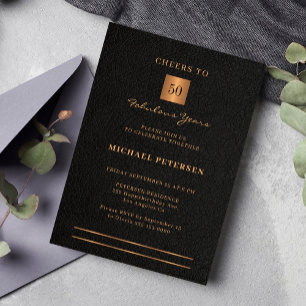 50th birthday black gold elegant party invitation