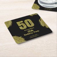 50th birthday black gold glitter party