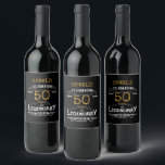 50th Birthday Black Gold Legendary Funny Wine Label<br><div class="desc">A personalised elegant beer bottle label that is easy to customise for that special birthday party occasion.</div>