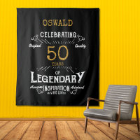 50th Birthday Black Gold Legendary Photo Backdrop