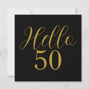 50th Birthday Black Gold Modern Birthday Party Invitation