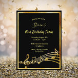 50th birthday black gold music notes invitation postcard<br><div class="desc">A trendy, modern 50th birthday party invitation card for both men and women. A classic black background, with faux gold frame and music notes, golden coloured letters. Templates for your party information. Back: white background. Tip: If you don't want it to look like a postcard, click customise, go to the...</div>