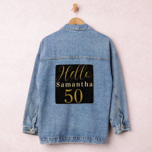 50th Birthday Black Gold Personalised Birthday Denim Jacket