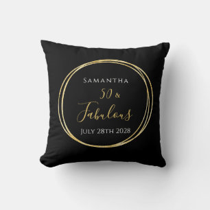 50th Birthday Black Gold Personalised Cushion