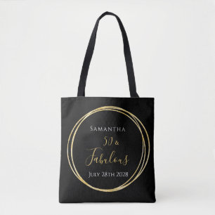 50th Birthday Black Gold Personalised Tote Bag