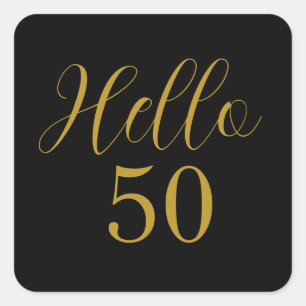 50th Birthday Black Gold Square Sticker