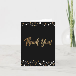 50th birthday black gold white confetti thank you card