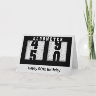 50th Birthday Black Odometer Card