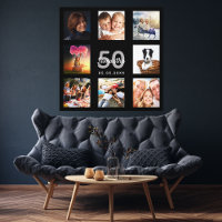 50th birthday black photo collage monogram