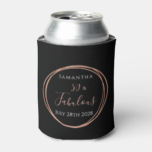50th Birthday Black Rose Gold Personalized Party Can Cooler