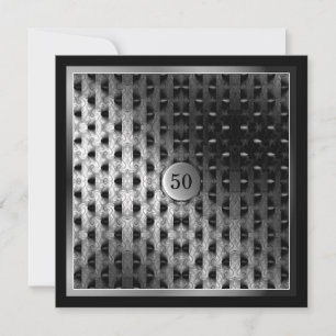 50th Birthday Black Silver Artwork Invitation