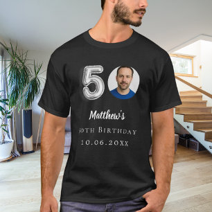 50th birthday black silver photo T-Shirt