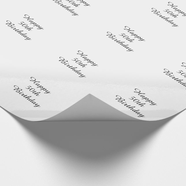 50th Birthday, black & white gift wrap. Wrapping Paper (Corner)