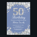 50th Birthday Blue and Silver Diamond Invitation<br><div class="desc">50th Birthday Invitation. Blue and Silver Rhinestone Diamond. Elegant Birthday Bash invite. Adult Birthday. Women Birthday. Men Birthday. For further customisation,  please click the "Customise it" button and use our design tool to modify this template.</div>