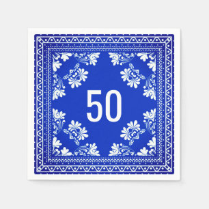 50th Birthday Blue Bandanna Napkin