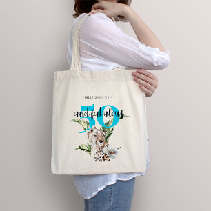 50th Birthday Blue Funny Wild Jungle Leopard Tote Bag