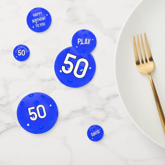 50th Birthday Blue Pickleball Confetti (Group)
