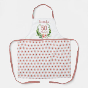 50th birthday blush pink floral  apron