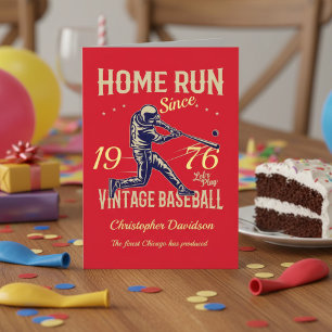 50th birthday Born 1970 Vintage Baseball Men Red Card