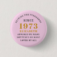 50th Birthday Born 1973 Add Name Pink Grey