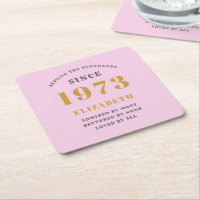 50th Birthday Born 1973 Add Name Pink Grey