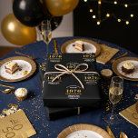 50th Birthday born 1975 Add Name Black Gold Wrapping Paper Sheet<br><div class="desc">A personalised wrapping paper design for that birthday celebration for a special person. Add the name to this vintage retro style black and gold design for a custom birthday gift. Easily edit the name and year with the template provided. A wonderful custom birthday gift. More gifts and party supplies for...</div>