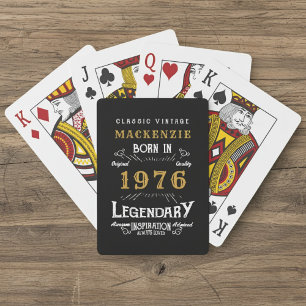 50th Birthday Born 1976 Legend Black Gold Playing Cards